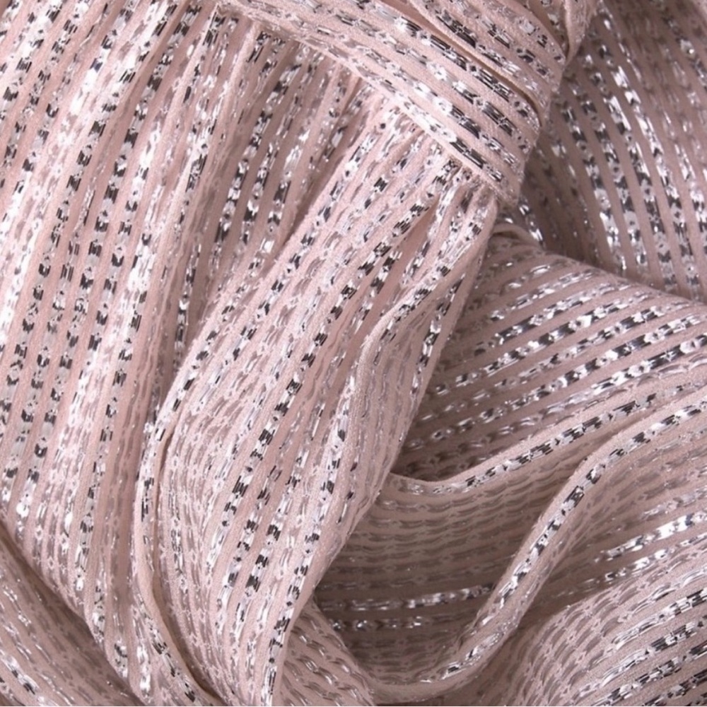 Ramy Brook | Luxe Jessie Pink Shimmer Metallic Split Front Ruffle Maxi Skirt 2 - Picture 4 of 17